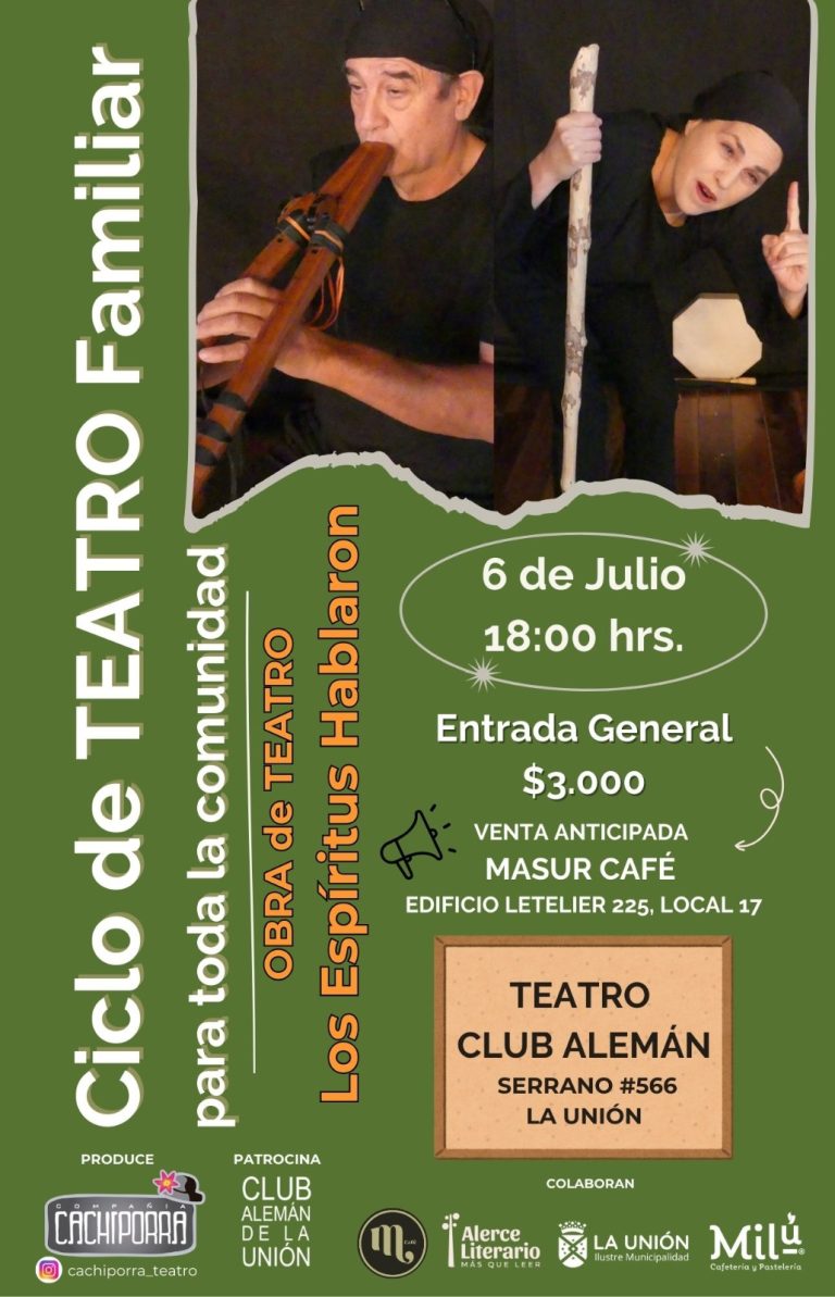 En el Teatro del Club Alemán se presentará la obra de teatro “Los Espíritus Hablaron” de la compañía Cachiporra 