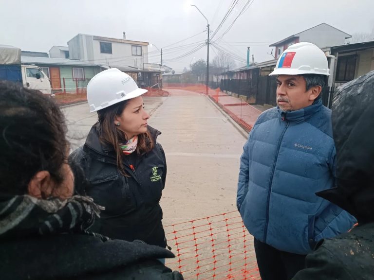 Inspeccionan avance de obras de pavimento participativo en Valdivia