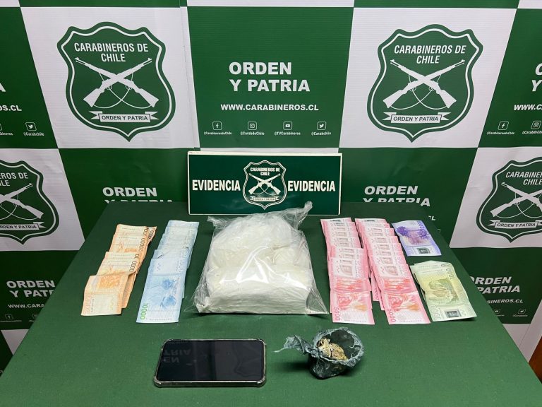 Carabineros detiene a sujeto con más de 1,4 kilos de cocaína tras persecución en la Villa Palguín