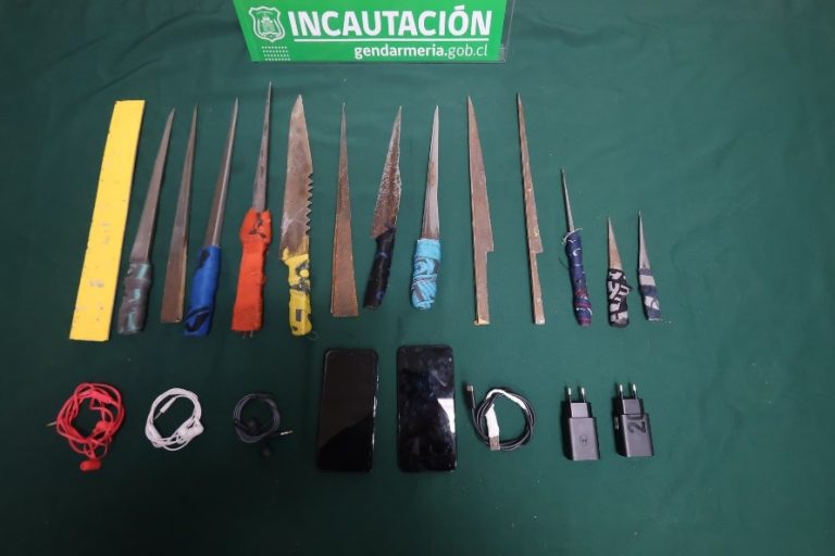 Allanamiento en Complejo Penitenciario de Valdivia permitieron incautar armas blancas y celulares