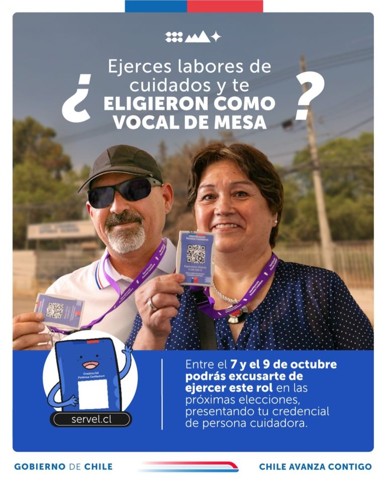 Personas cuidadoras podrán excusarse con su credencial de ser vocales de mesa en las elecciones de octubre