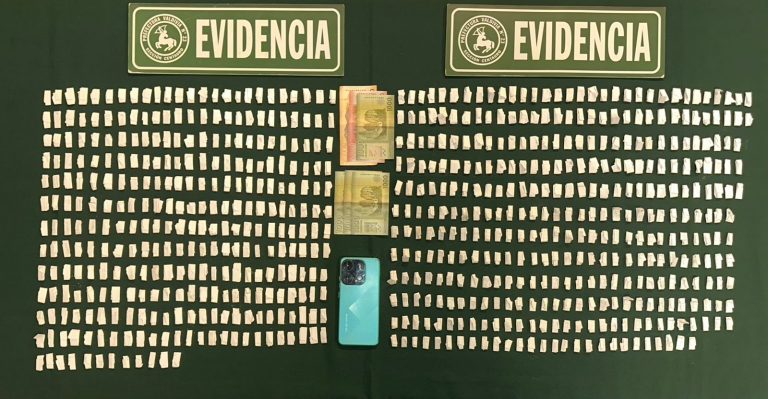 Carabineros detienen a dos individuos con 676 dosis de pasta base tras persecución en Valdivia