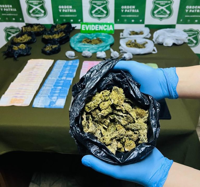 3 detenidos por tráfico dejó operativo del OS7 en campamento de Valdivia