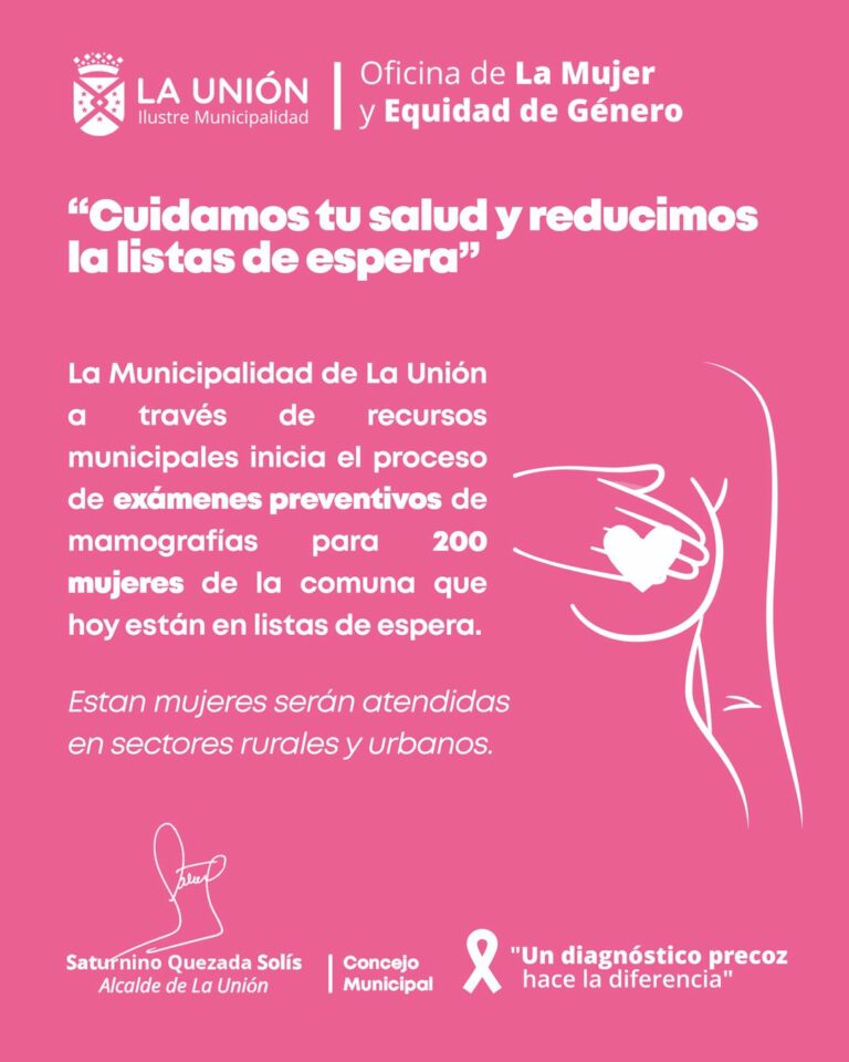 Municipalidad de La Unión inicia operativo para reducir lista de espera de exámenes preventivos de cáncer de mama