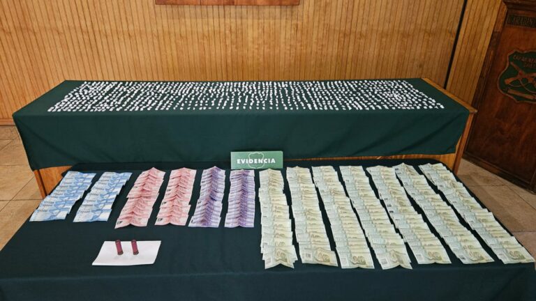 Carabineros detiene a hombre con casi mil dosis de pasta base y municiones en Valdivia