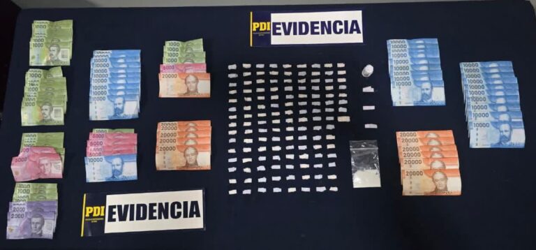 PDI detuvo a 3 personas por microtráfico en La Unión: más de mil dosis de cocaína base fueron incautadas