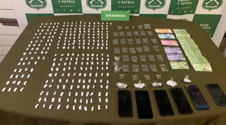 En 3 sectores de Valdivia Carabineros del OS7 detuvo a 5 personas por microtráfico de drogas