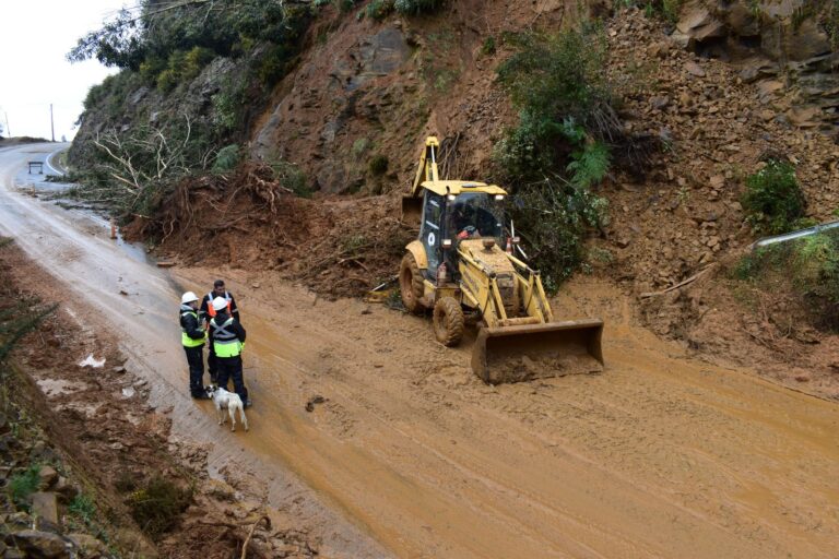 Luego de dos días de intensas faenas MOP despejó remoción en masa de Ruta Corral-Valdivia  