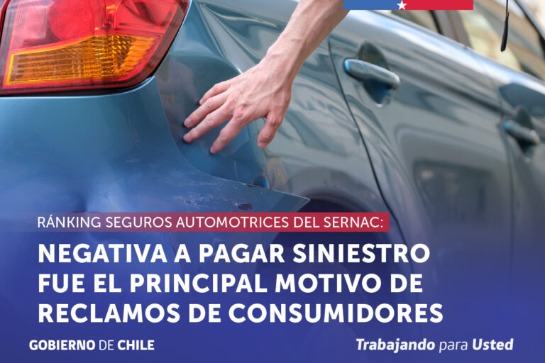 Ranking seguros automotrices del SERNAC: Negativa a pagar el siniestro fue el principal motivo de los reclamos de consumidores